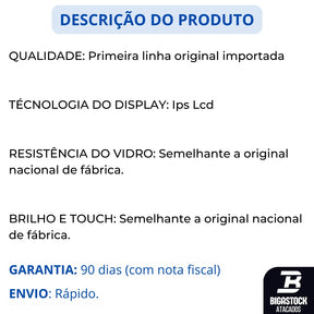 FRONTAL SAMSUNG A7(SM-A750) SEM ARO ORIGINAL IMPORTADA